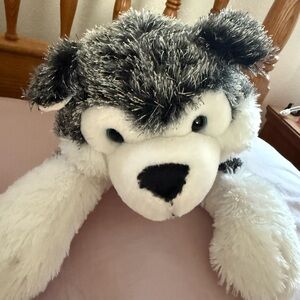 Plush Husky Dog Toy - Black and White